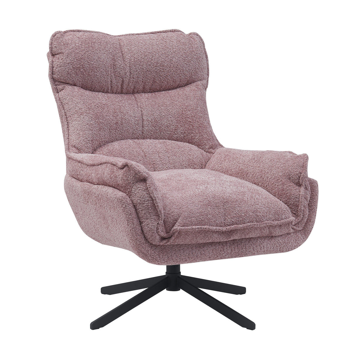 Fauteuil - Roze - Stof - Metaal - Draaibaar - Teddy