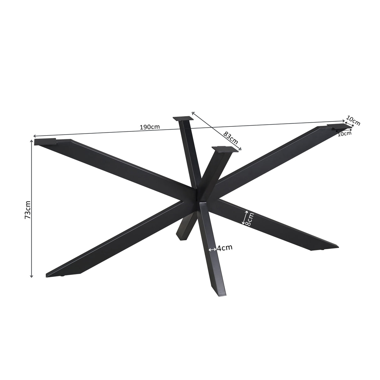 Matrixpoot Zwart Ovaal/Rechthoek 190 cm Koker 4x8 cm