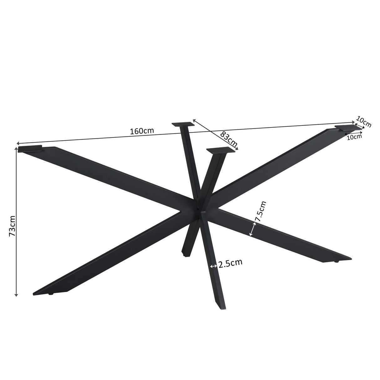 Matrixpoot Zwart Ovaal/Rechthoek 160 cm Koker 2,5x7,5 cm