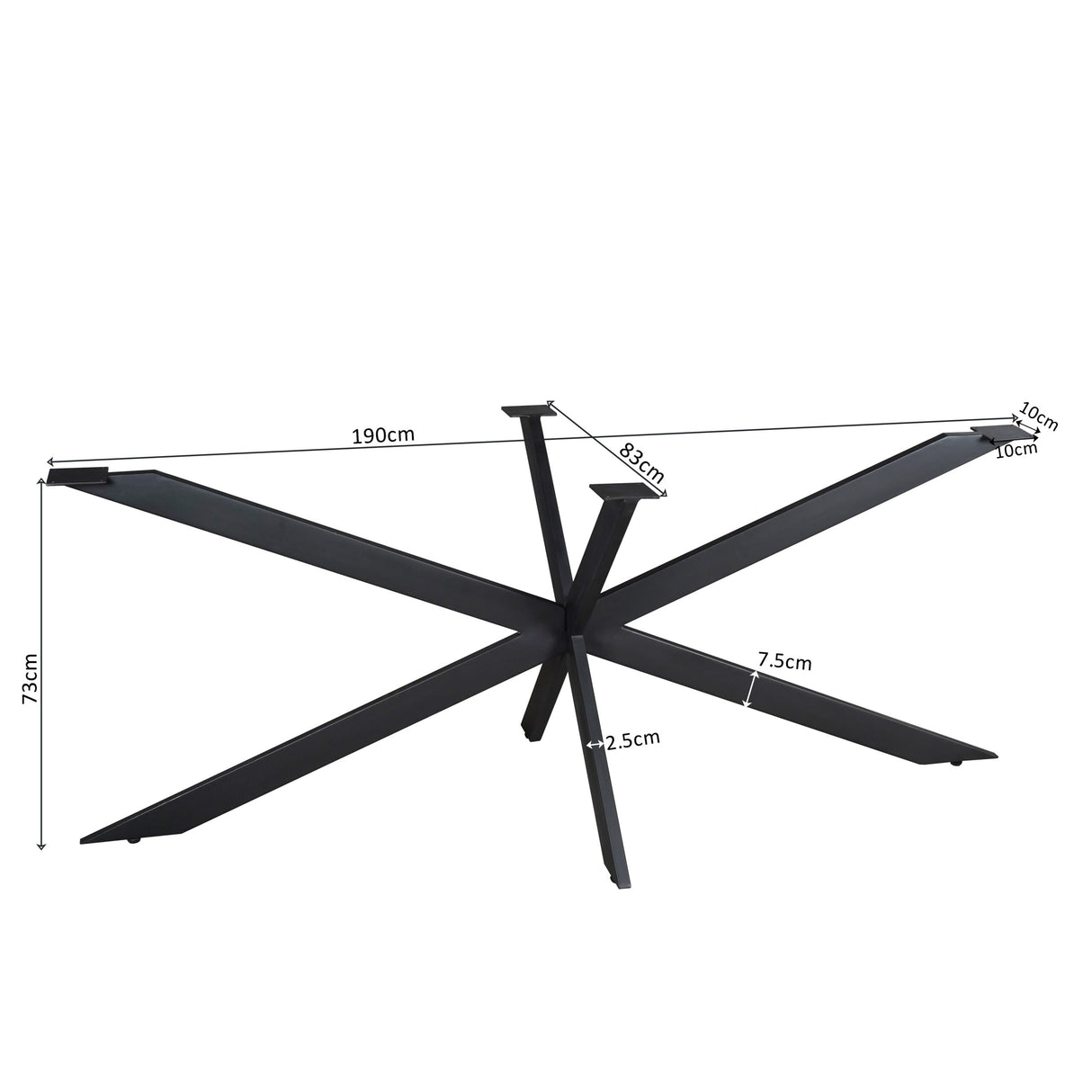Matrixpoot Zwart Ovaal/Rechthoek 190 cm Koker 2,5x7,5 cm