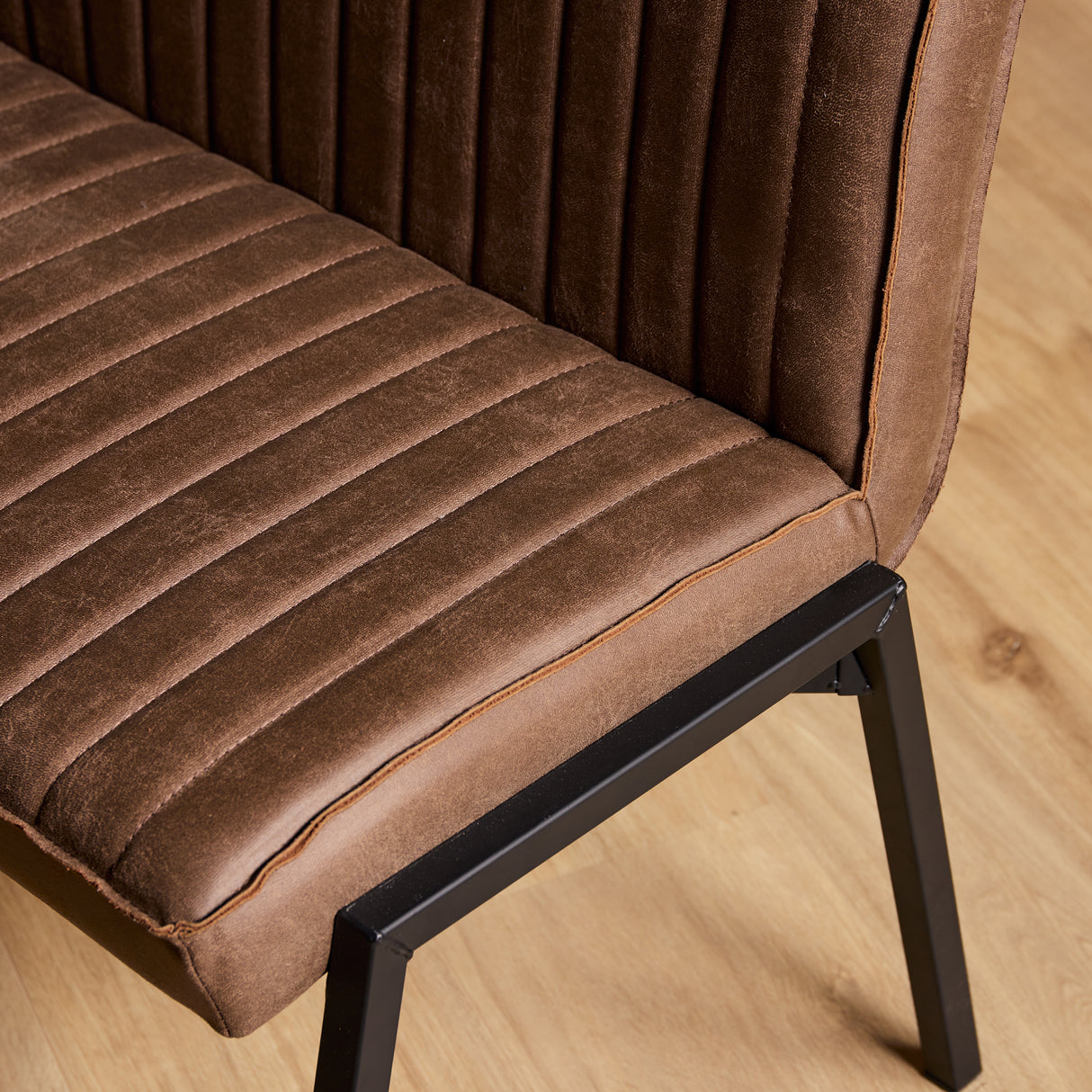 Eetkamerbank - Bruin - Eco-leer - 155 cm - Industrieel