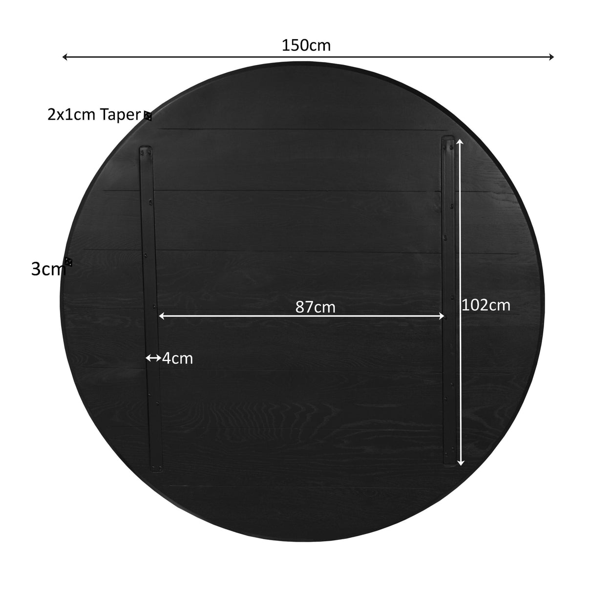 Eiken Blad Ferris 150 cm Zwart