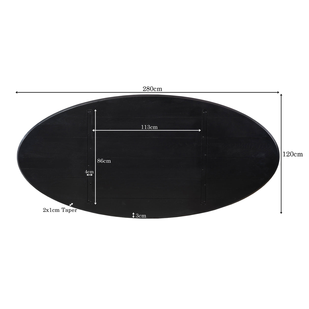 Eiken Blad Ferris Ovaal 280 cm Zwart