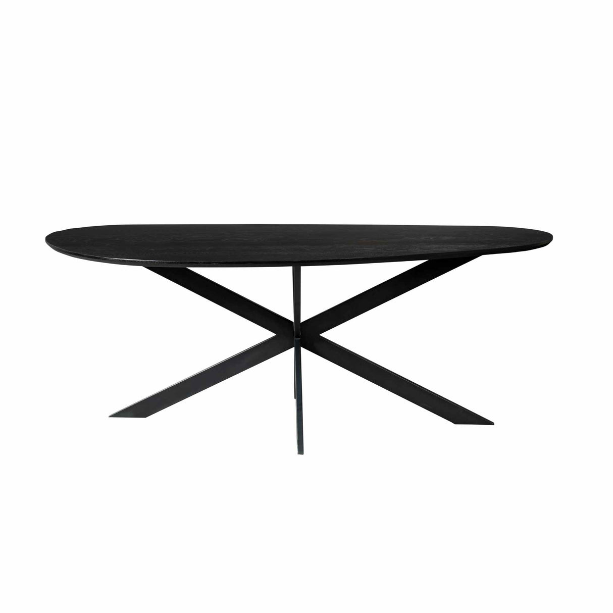 Organische Eettafel - Zwart Europees Eikenhout - 210 cm - Stalen Matrixpoot