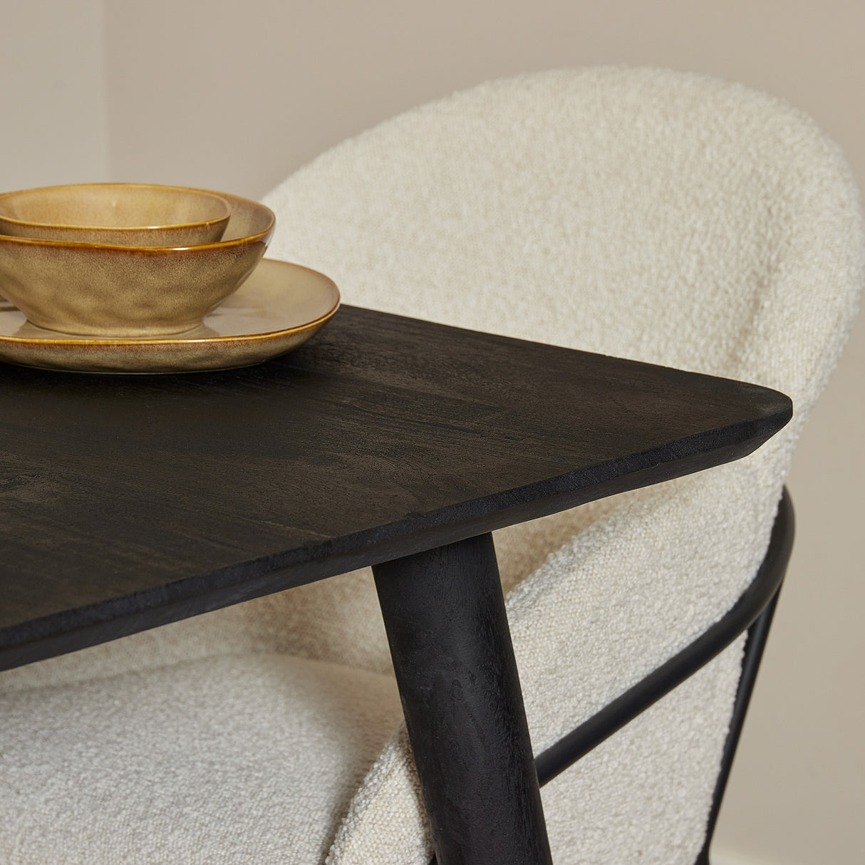 Eettafel - Zwart - Mangohout - 90 cm - Vierkant