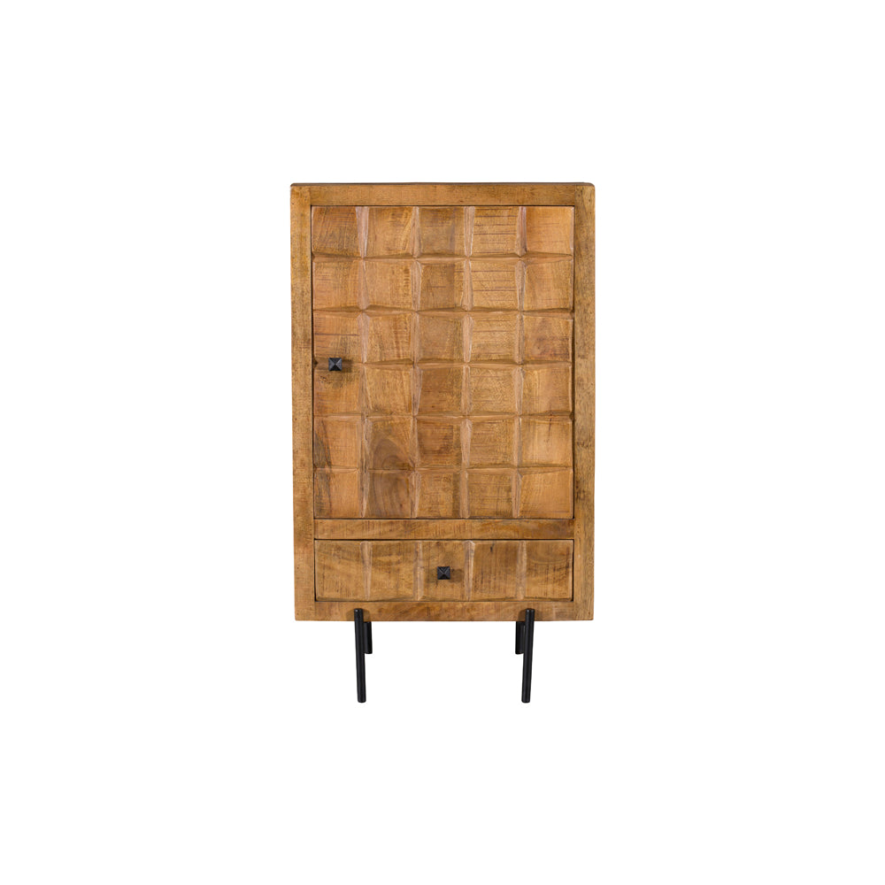 Kabinet - Naturel - Mangohout - 60 cm - 1 Deur - 1 Lade