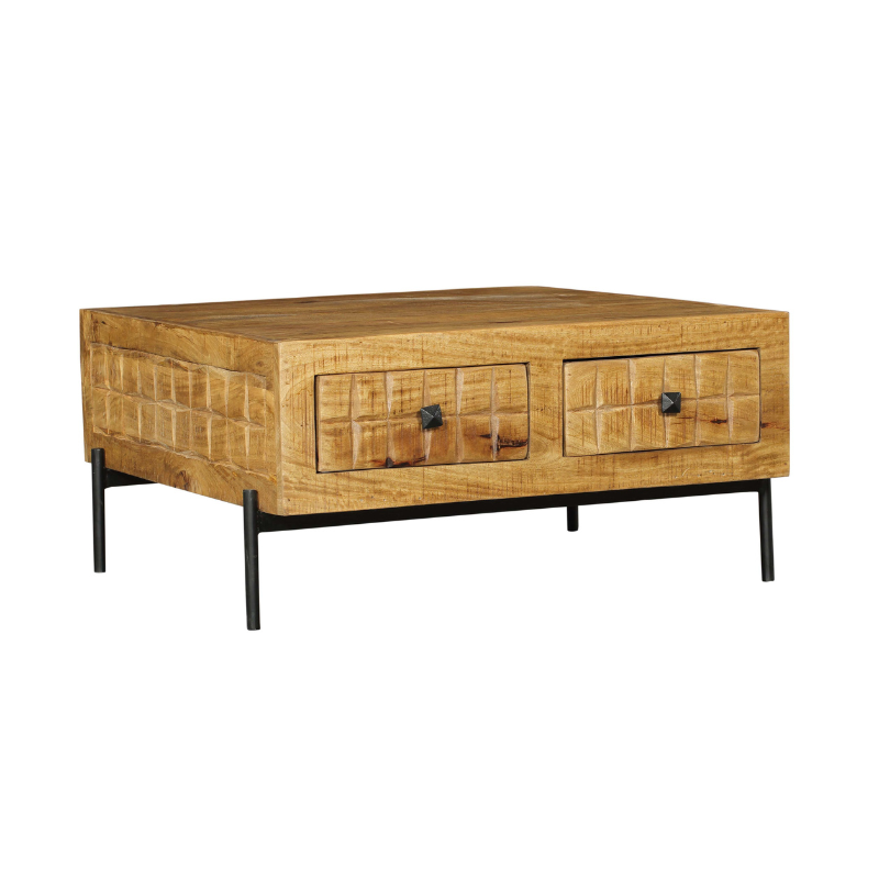 Salontafel - Vierkant - Naturel - Mangohout - 80 cm