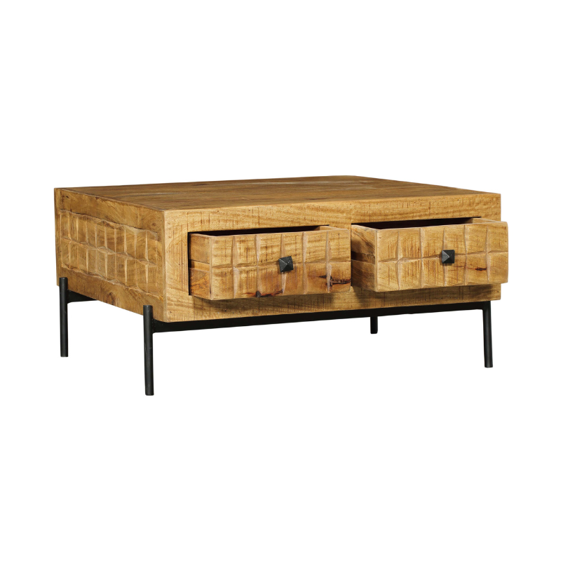 Salontafel - Vierkant - Naturel - Mangohout - 80 cm