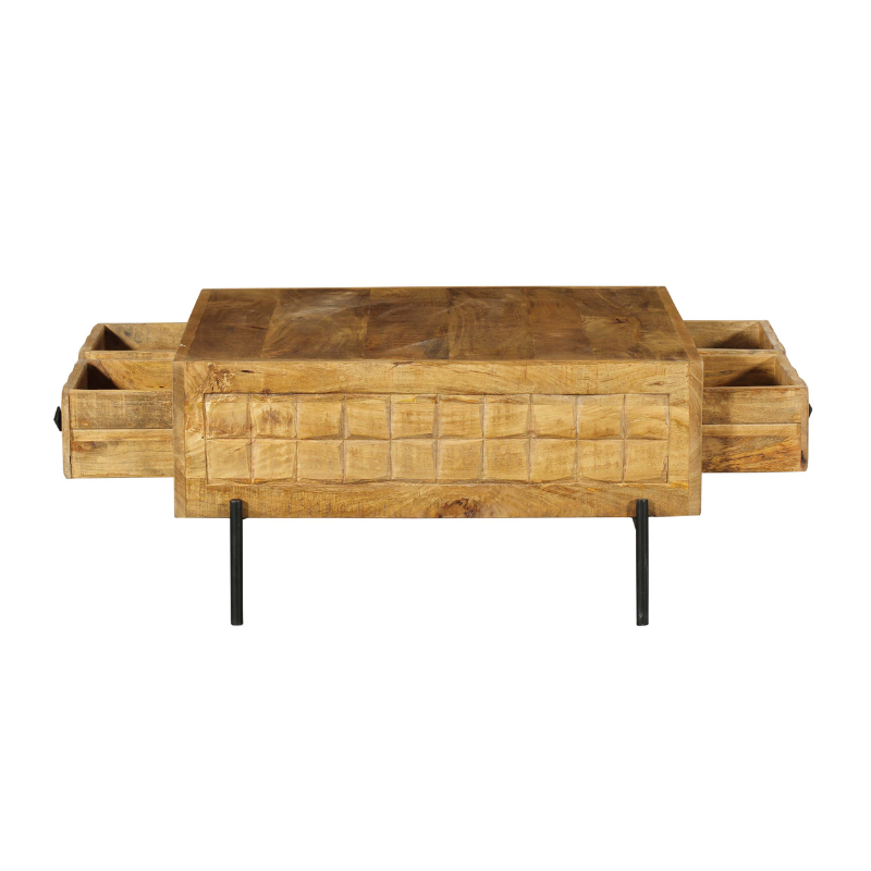 Salontafel - Vierkant - Naturel - Mangohout - 80 cm