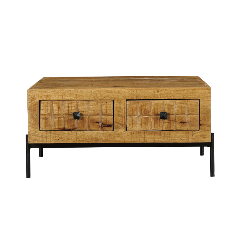 Salontafel - Vierkant - Naturel - Mangohout - 80 cm