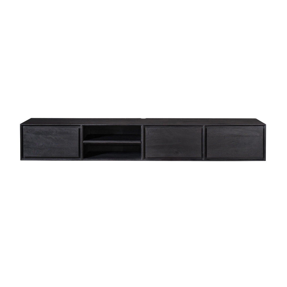 Zwevend Tv-meubel - Zwart Mangohout - 200 cm - 3 Lades & 2 Open Vakken
