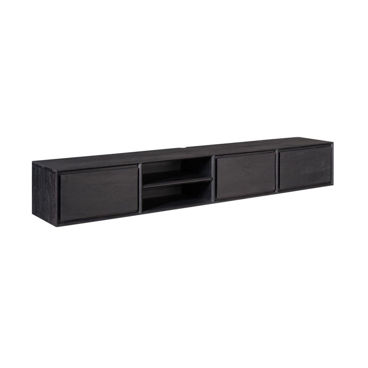 Zwevend Tv-meubel - Zwart Mangohout - 200 cm - 3 Lades & 2 Open Vakken