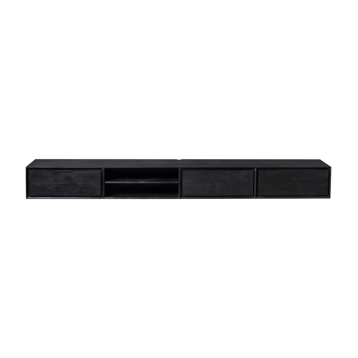 Zwevend Tv-meubel - Zwart Mangohout - 240 cm - 3 Lades & 2 Open Vakken