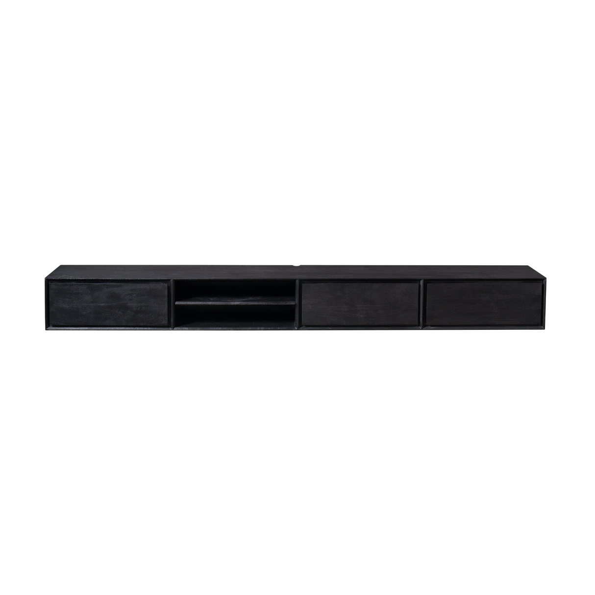 Zwevend Tv-meubel - Zwart Mangohout - 280 cm - 3 Lades & 2 Open Vakken