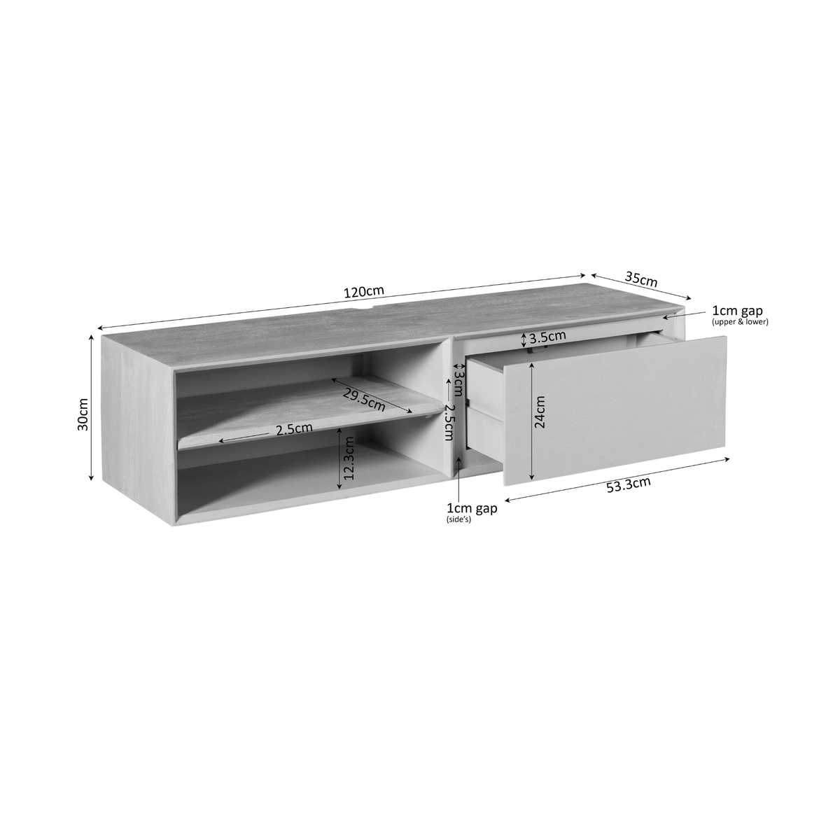 Zwevend tv meubel Ambiance Brown | 120 cm