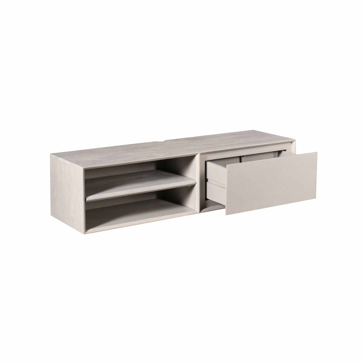 Zwevend Tv-meubel - Taupe Mangohout - 120 cm - 1 Lade & 2 Open Vakken