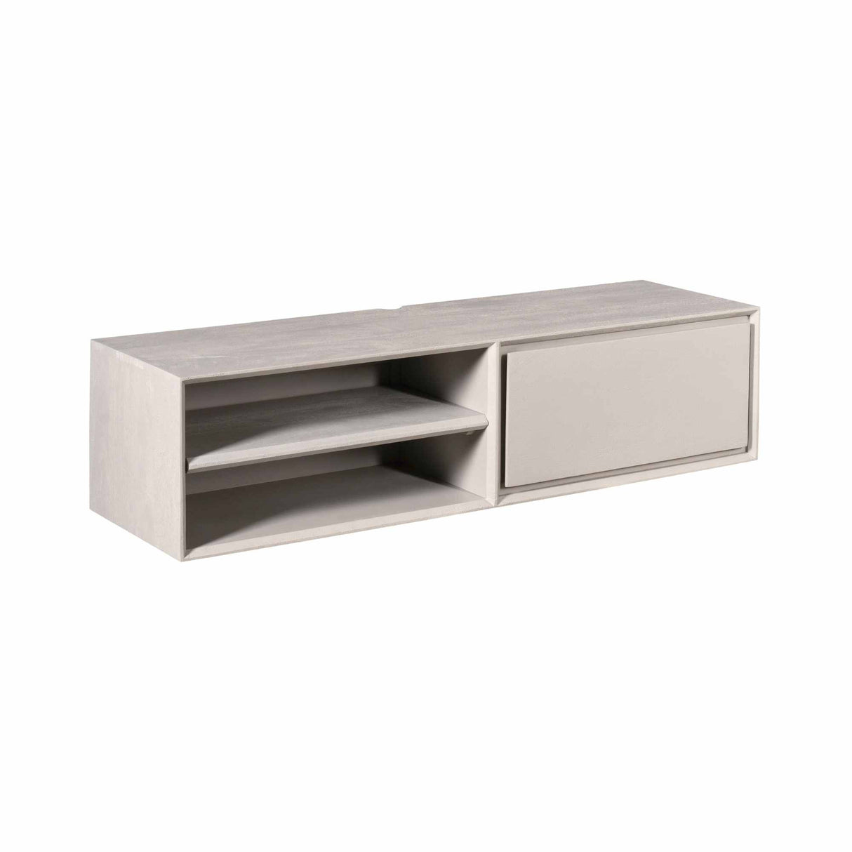 Zwevend Tv-meubel - Taupe Mangohout - 120 cm - 1 Lade & 2 Open Vakken