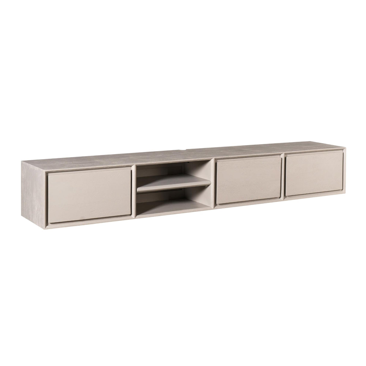 Zwevend Tv-meubel - Taupe Mangohout - 200 cm - 3 Lades & 2 Open Vakken