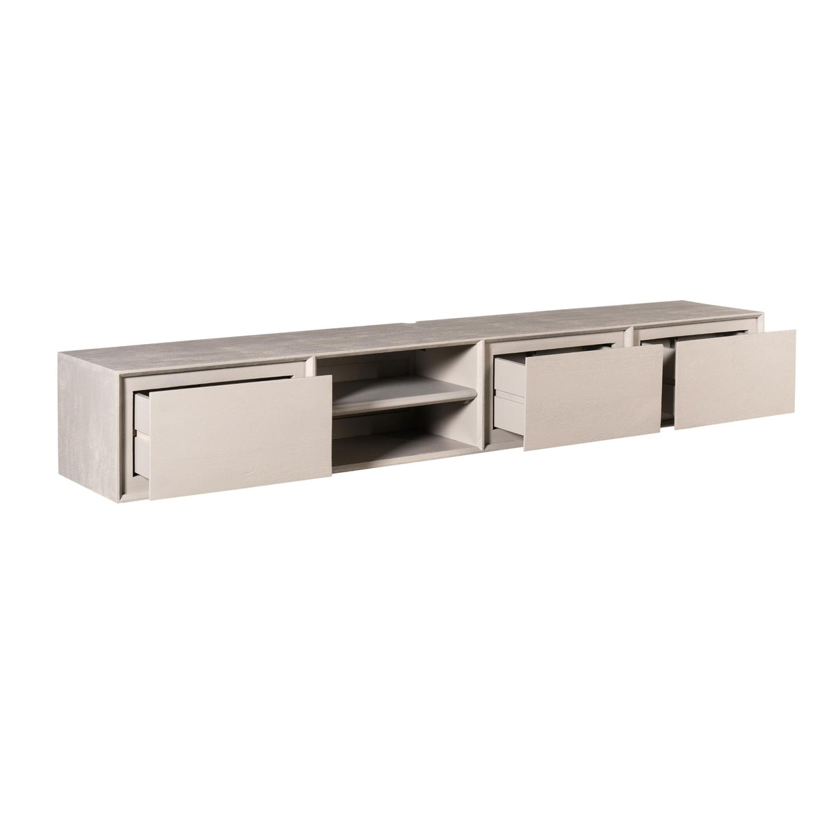 Zwevend Tv-meubel - Taupe Mangohout - 200 cm - 3 Lades & 2 Open Vakken
