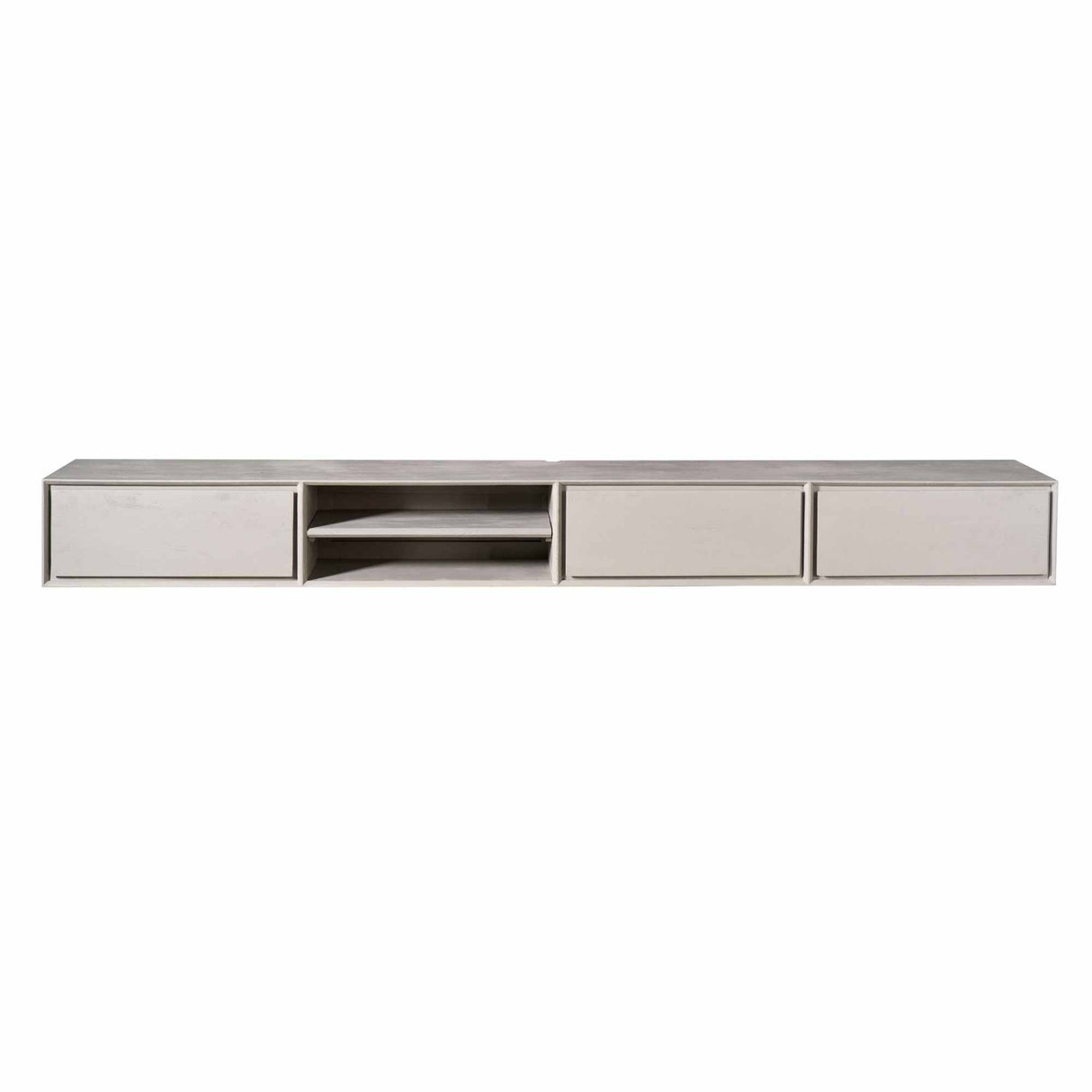 Zwevend Tv-meubel - Taupe Mangohout - 240 cm - 3 Lades & 2 Open Vakken