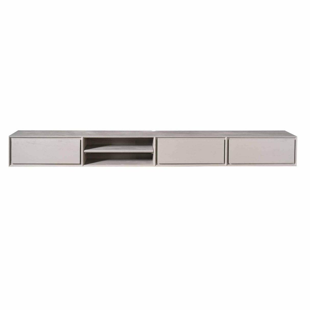 Zwevend Tv-meubel - Taupe Mangohout - 280 cm - 3 Lades & 2 Open Vakken