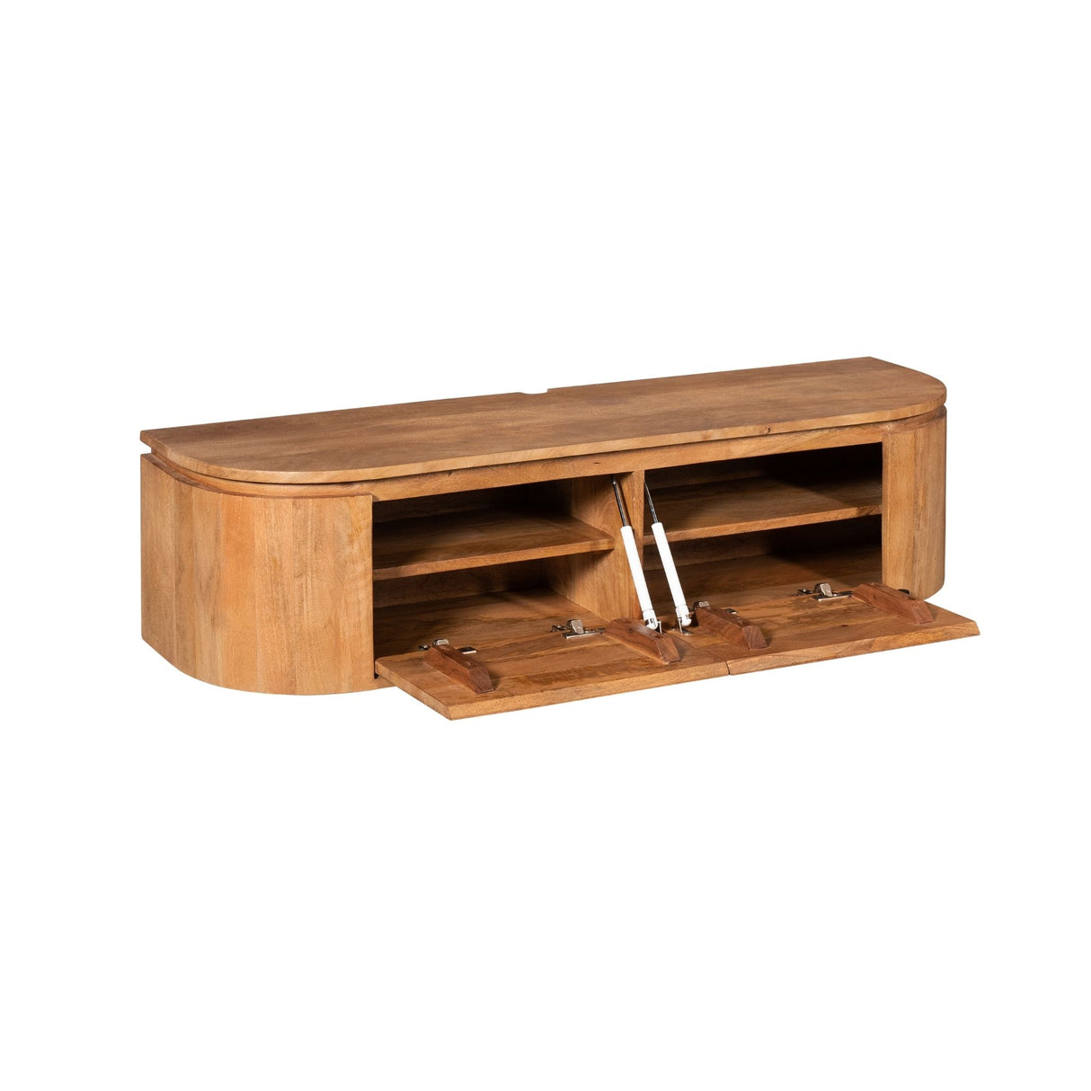 Compact Tv-meubel - Naturel Mangohout - 120 cm - Zwevend of Staand