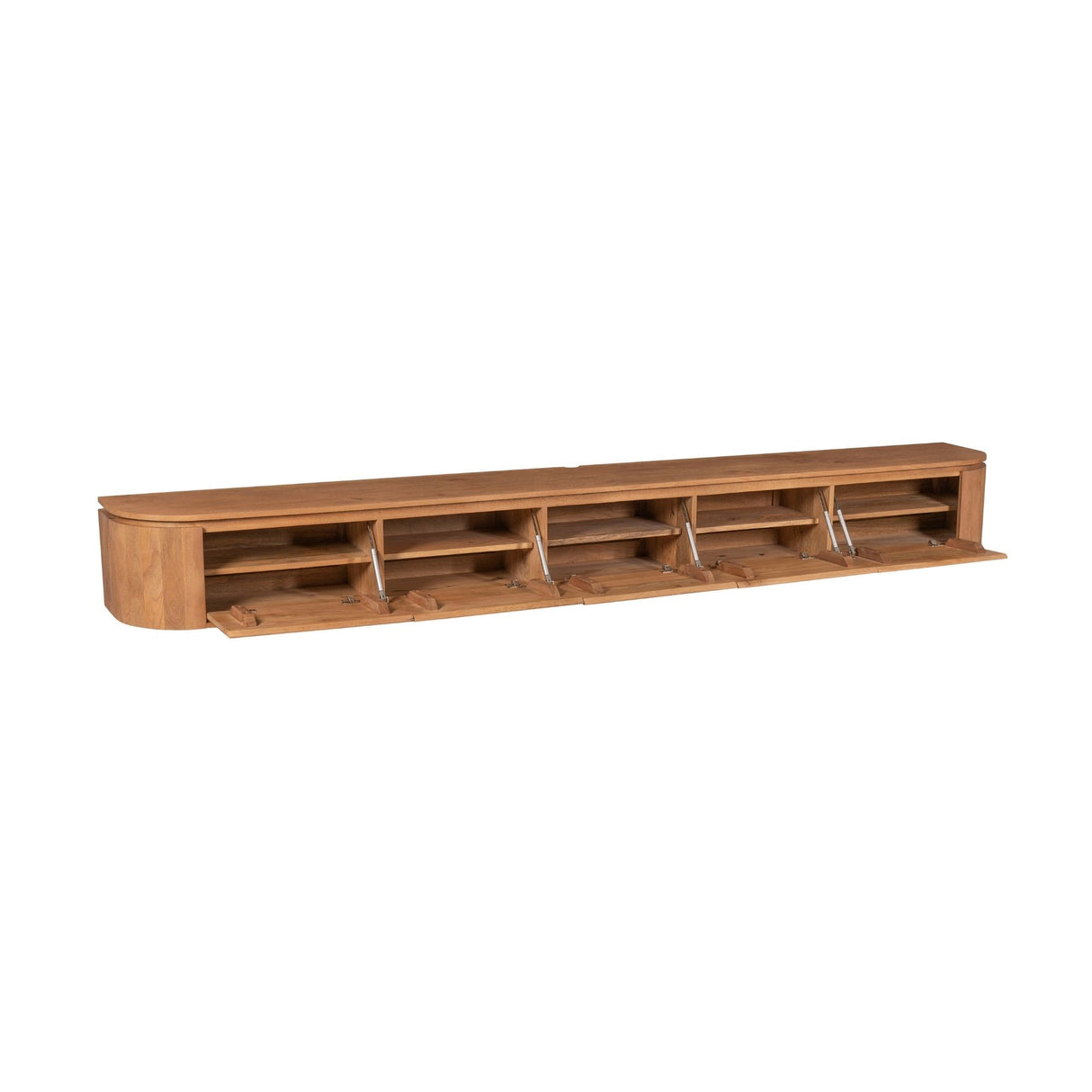 Groot Tv-meubel - Naturel Mangohout - 280 cm - Zwevend of Staand