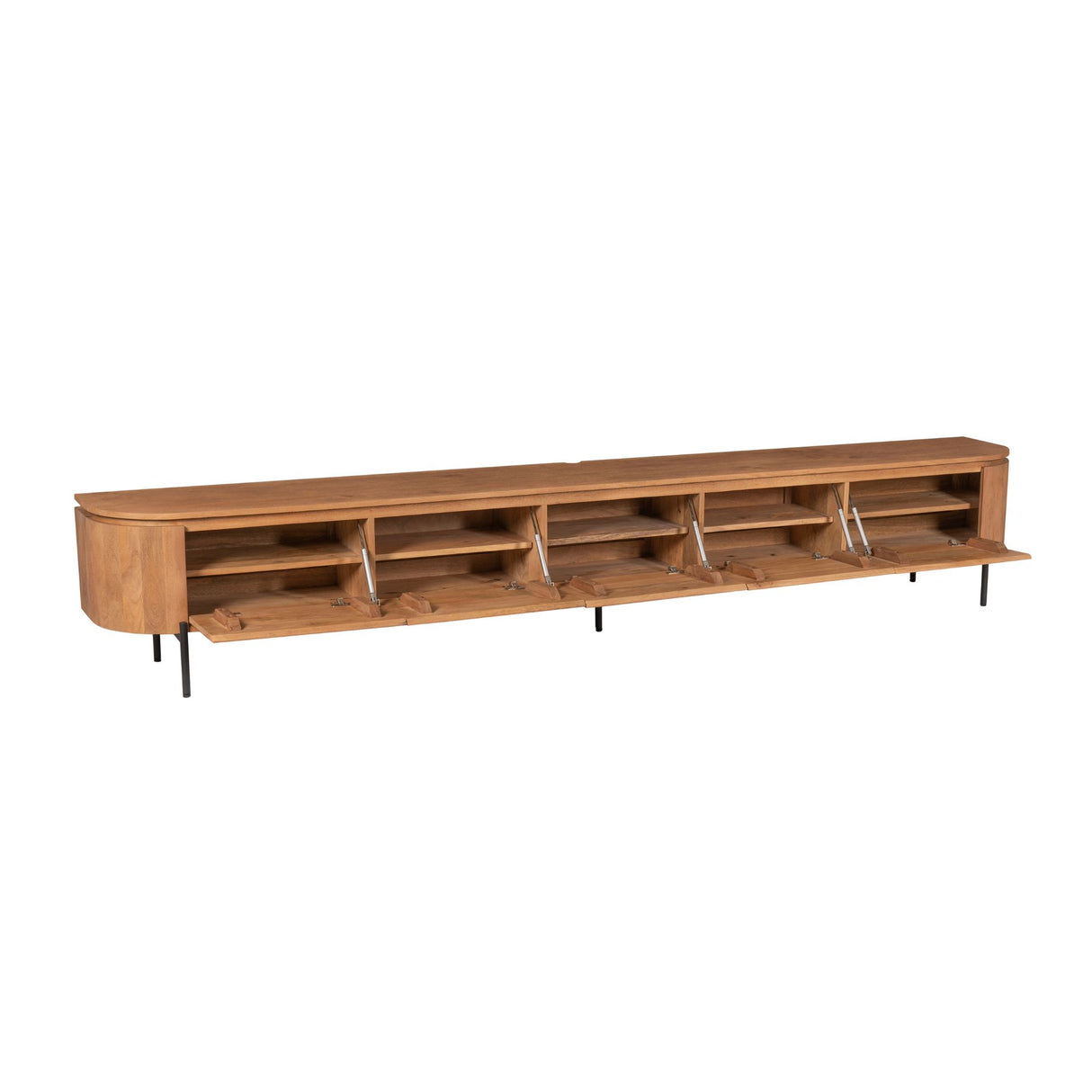 Groot Tv-meubel - Naturel Mangohout - 280 cm - Zwevend of Staand