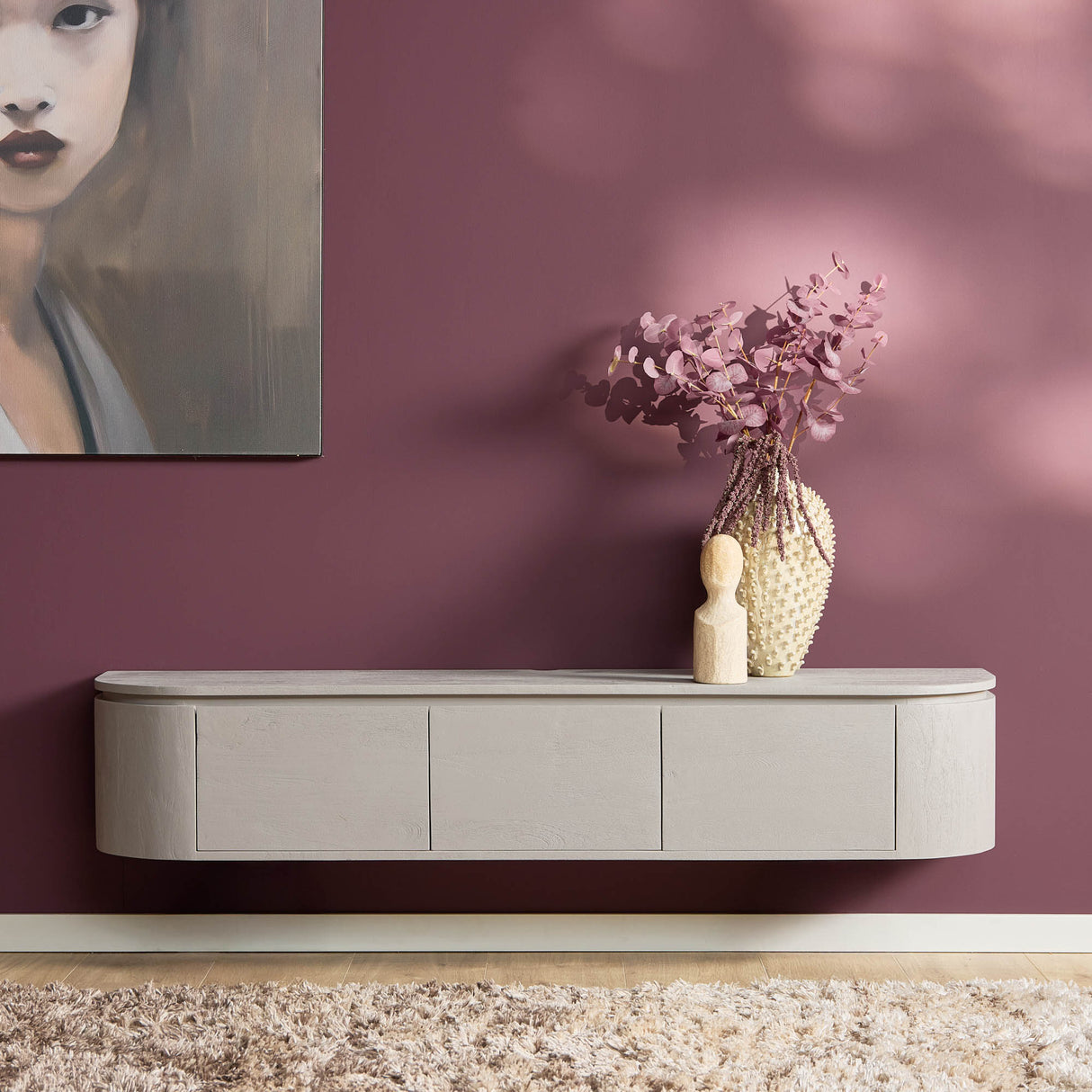 Modern Tv-meubel - Taupe Mangohout - 160 cm - Zwevend of Staand