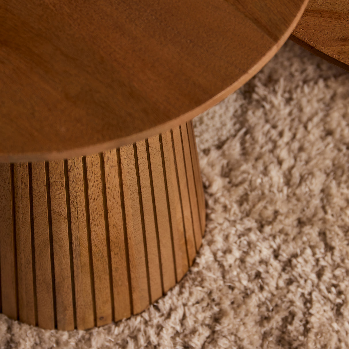 Ronde Salontafel - Naturel Mangohout - 50 cm - Design Lattenpoot