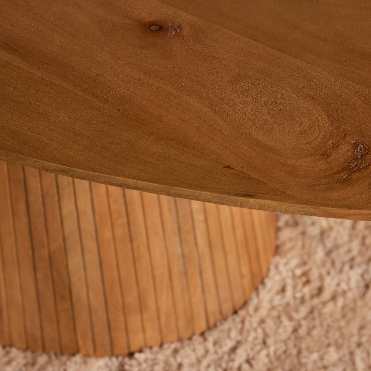 Ovale Eettafel - Naturel Mangohout - 210 cm - Design Lattenpoot