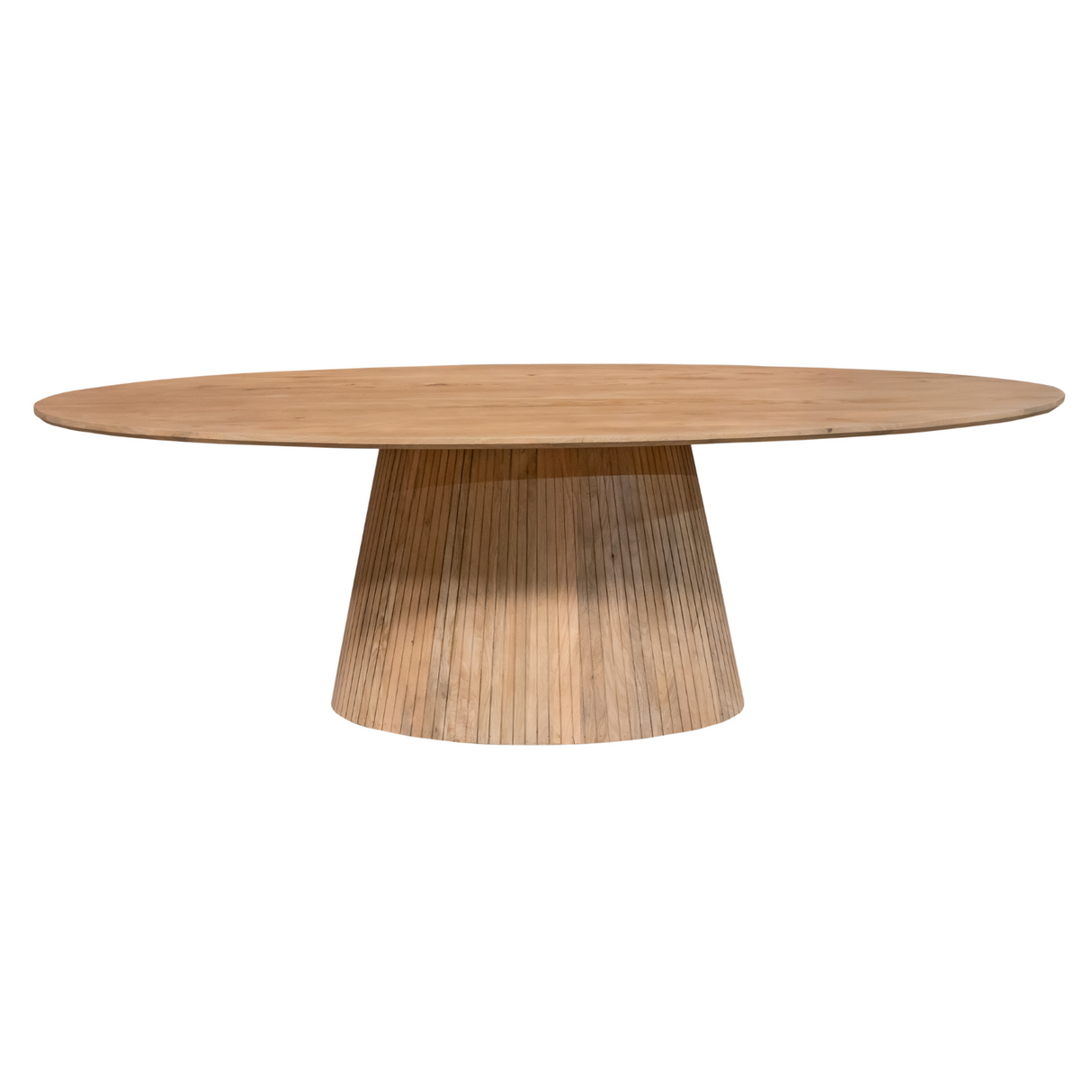 Ovale Eettafel - Naturel Mangohout - 240 cm - Modern Latten-Design