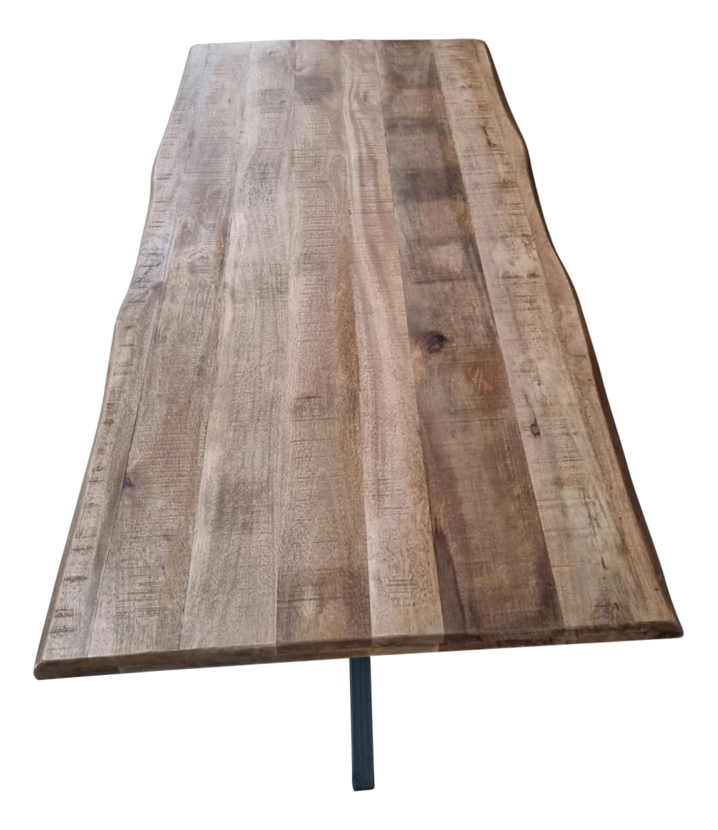 Boomstamtafel - Naturel - Mangohout - Metaal - 200 cm - Matrixpoot