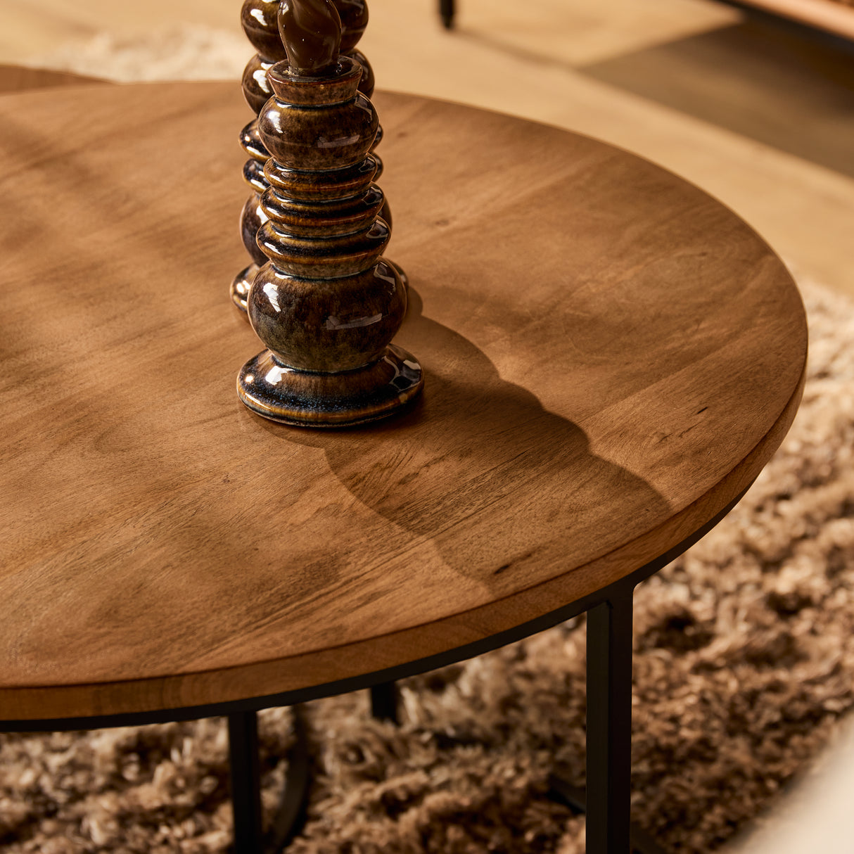 Salontafel set - Naturel Mangohout - 2-delig - 70 cm - Industrieel