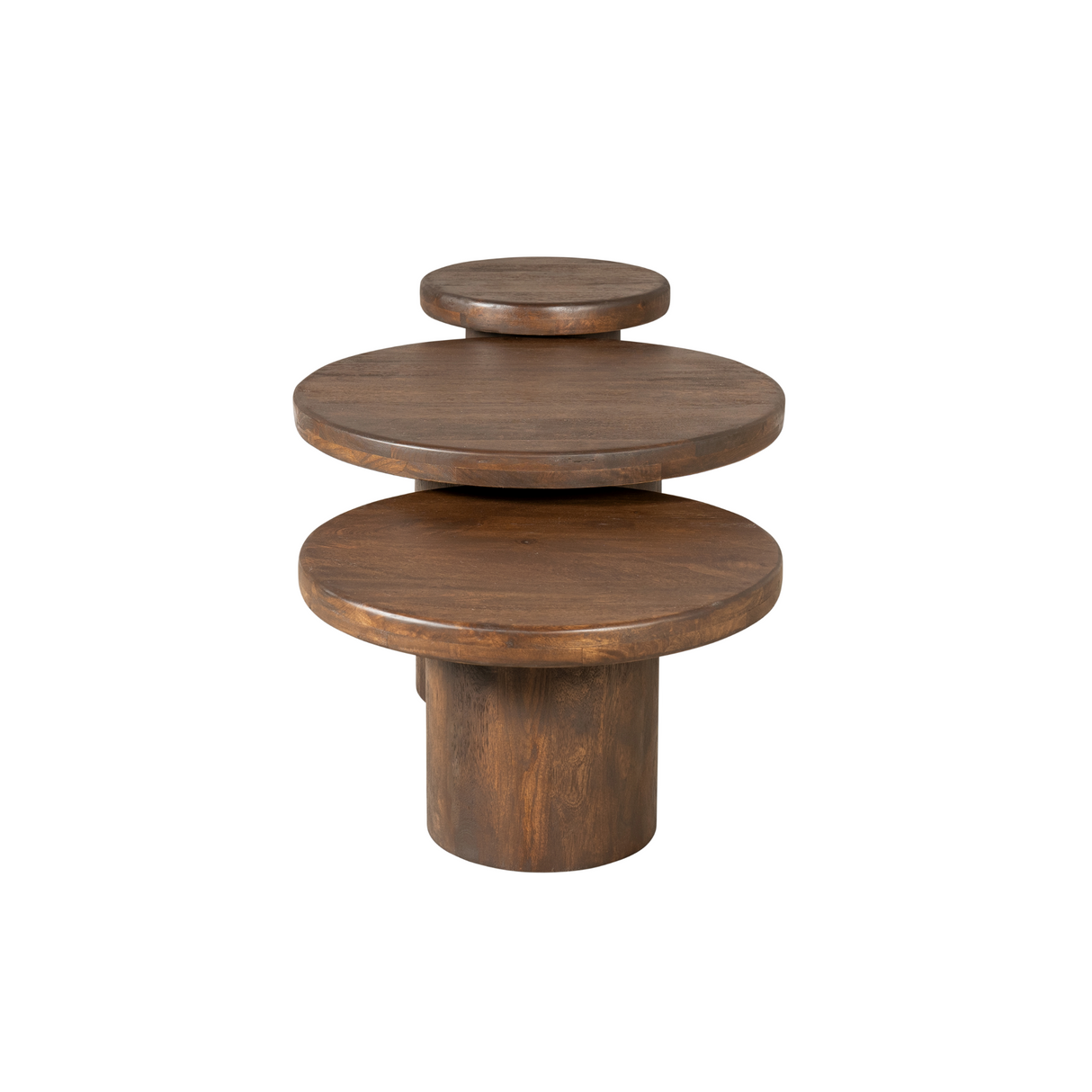 Salontafel Set van 3 - Bruin Mangohout - Diverse Hoogtes