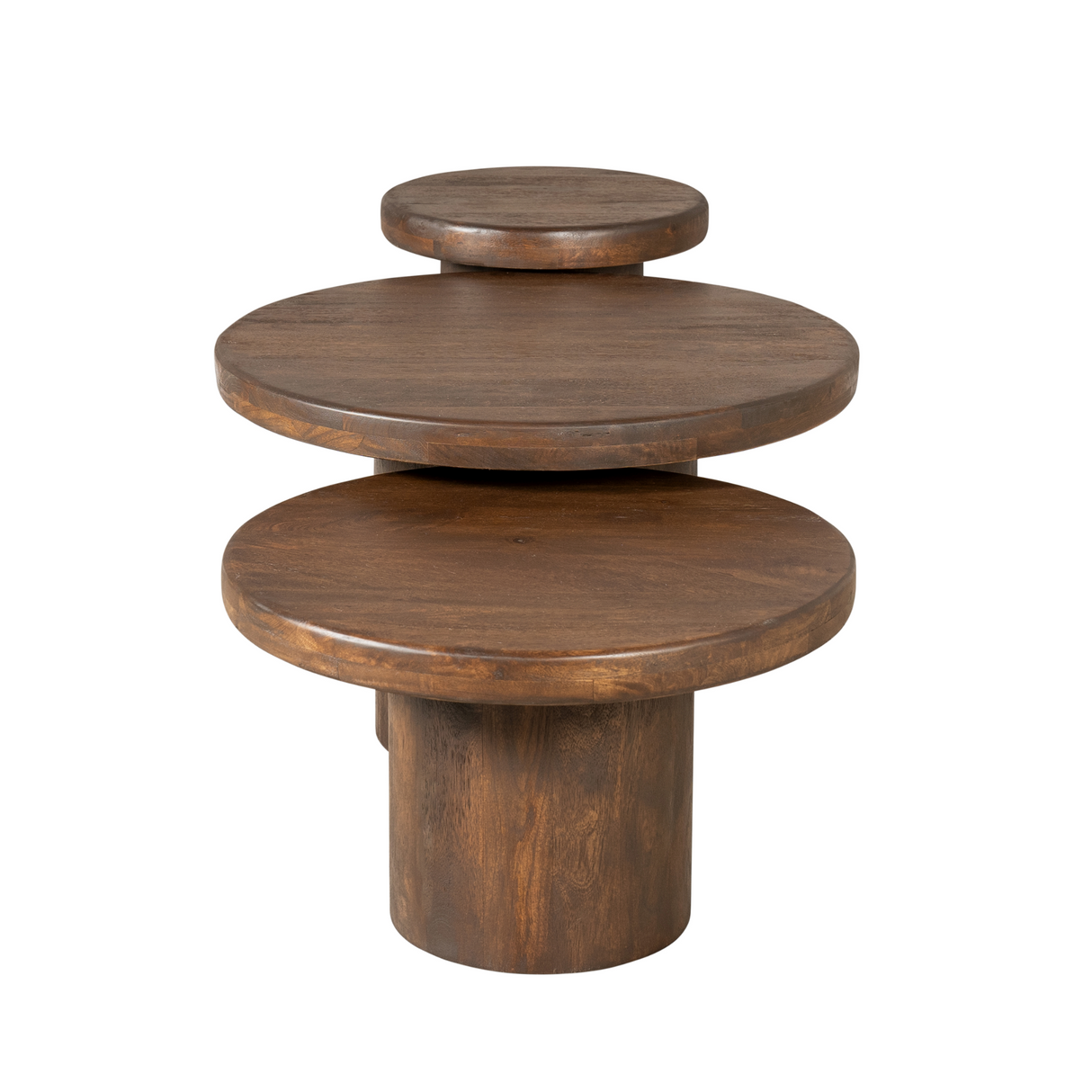 Salontafel Set van 3 - Bruin Mangohout - Diverse Hoogtes