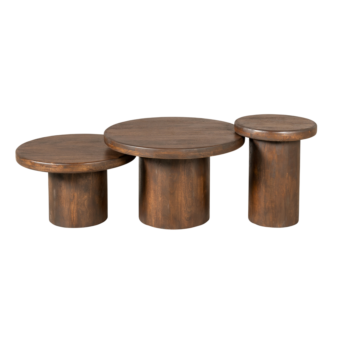 Salontafel Set van 3 - Bruin Mangohout - Diverse Hoogtes