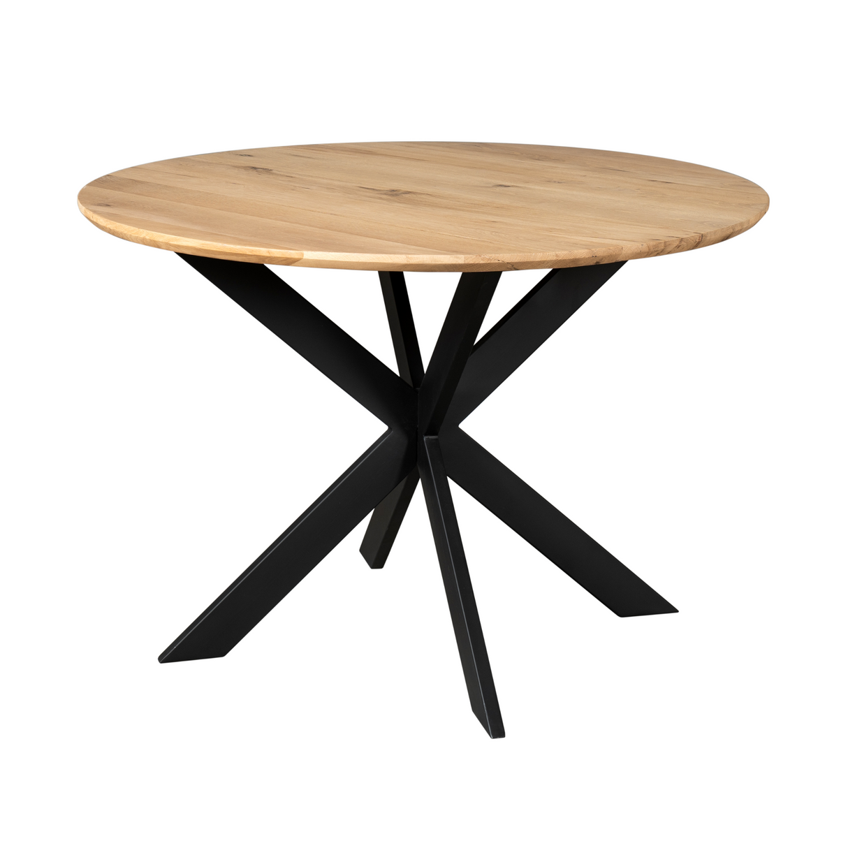 Eettafel Rond - Naturel Eikenhout - Matrixpoot - 110 cm