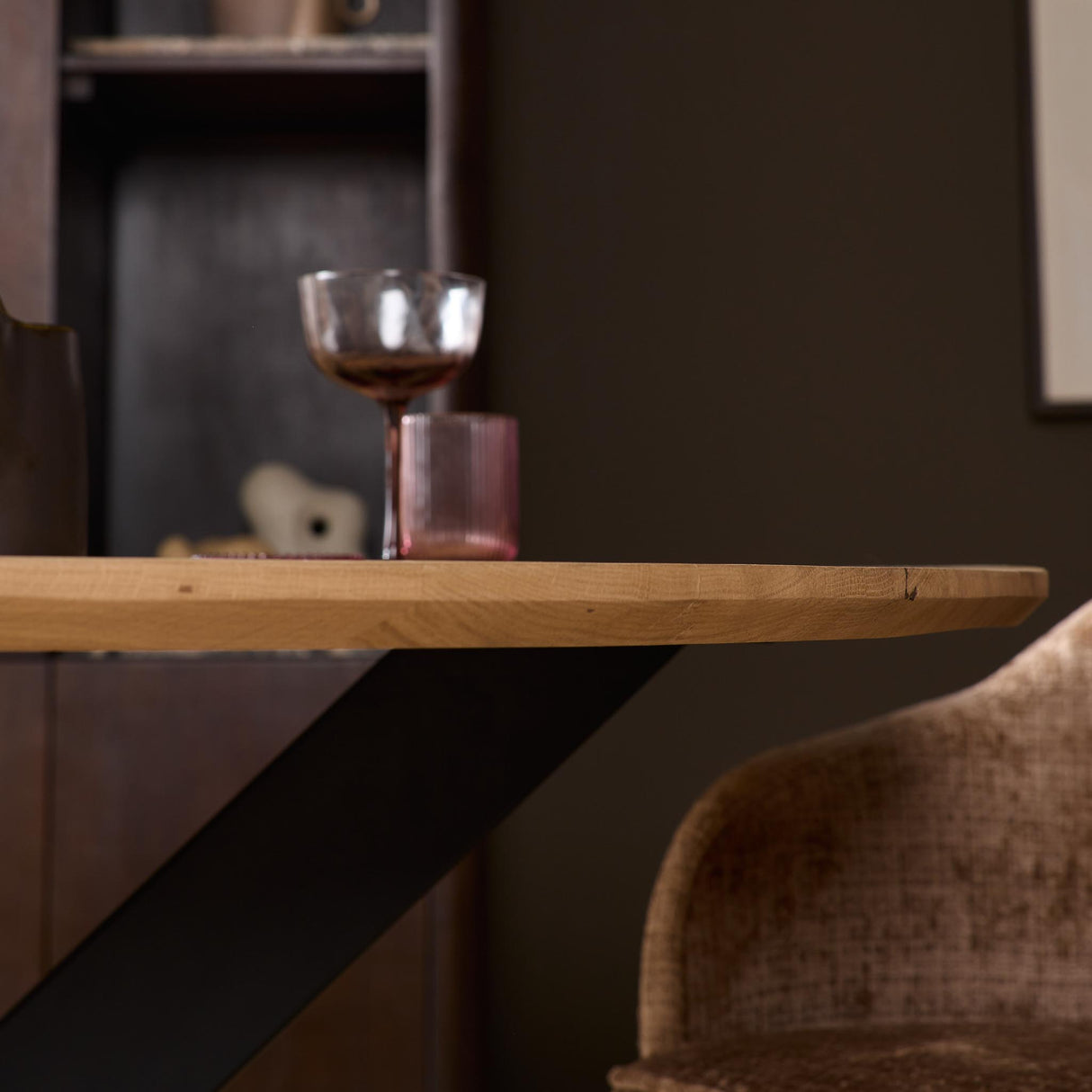 Eettafel Rond - Naturel Eikenhout - Matrixpoot - 110 cm