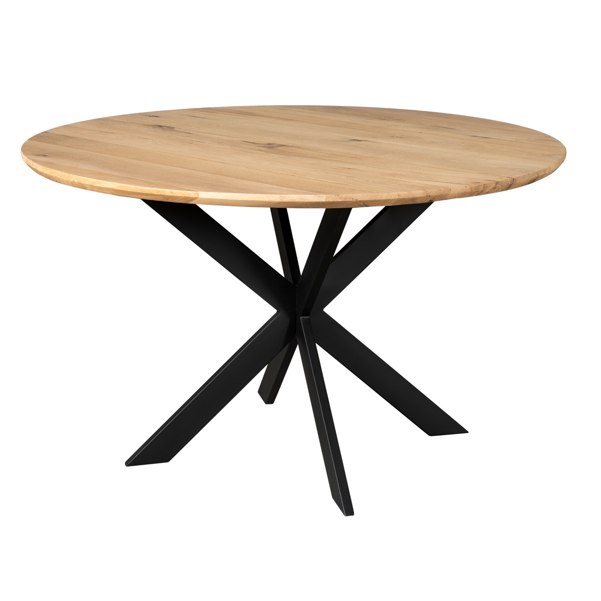 Eettafel Rond - Naturel Eikenhout - Matrixpoot - 130 cm