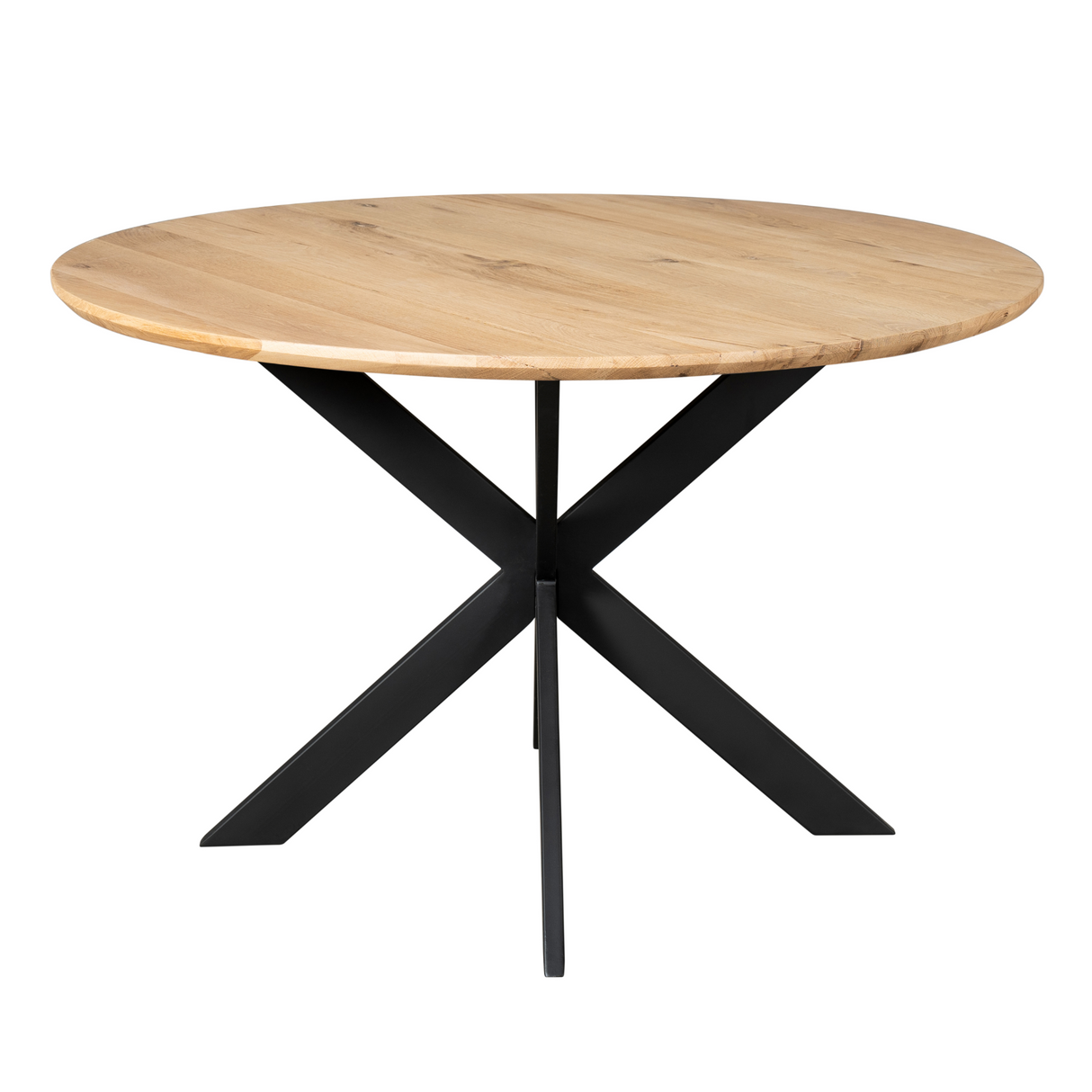 Eettafel Rond - Naturel Eikenhout - Matrixpoot - 130 cm