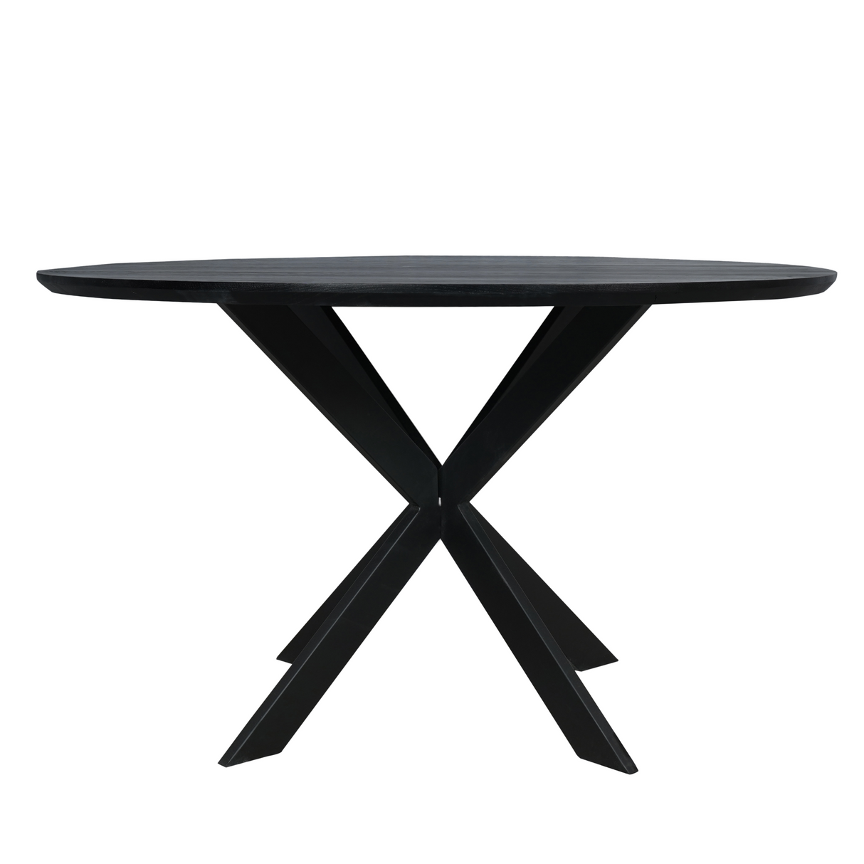 Eettafel Rond - Zwart Eikenhout - Matrixpoot - 130 cm