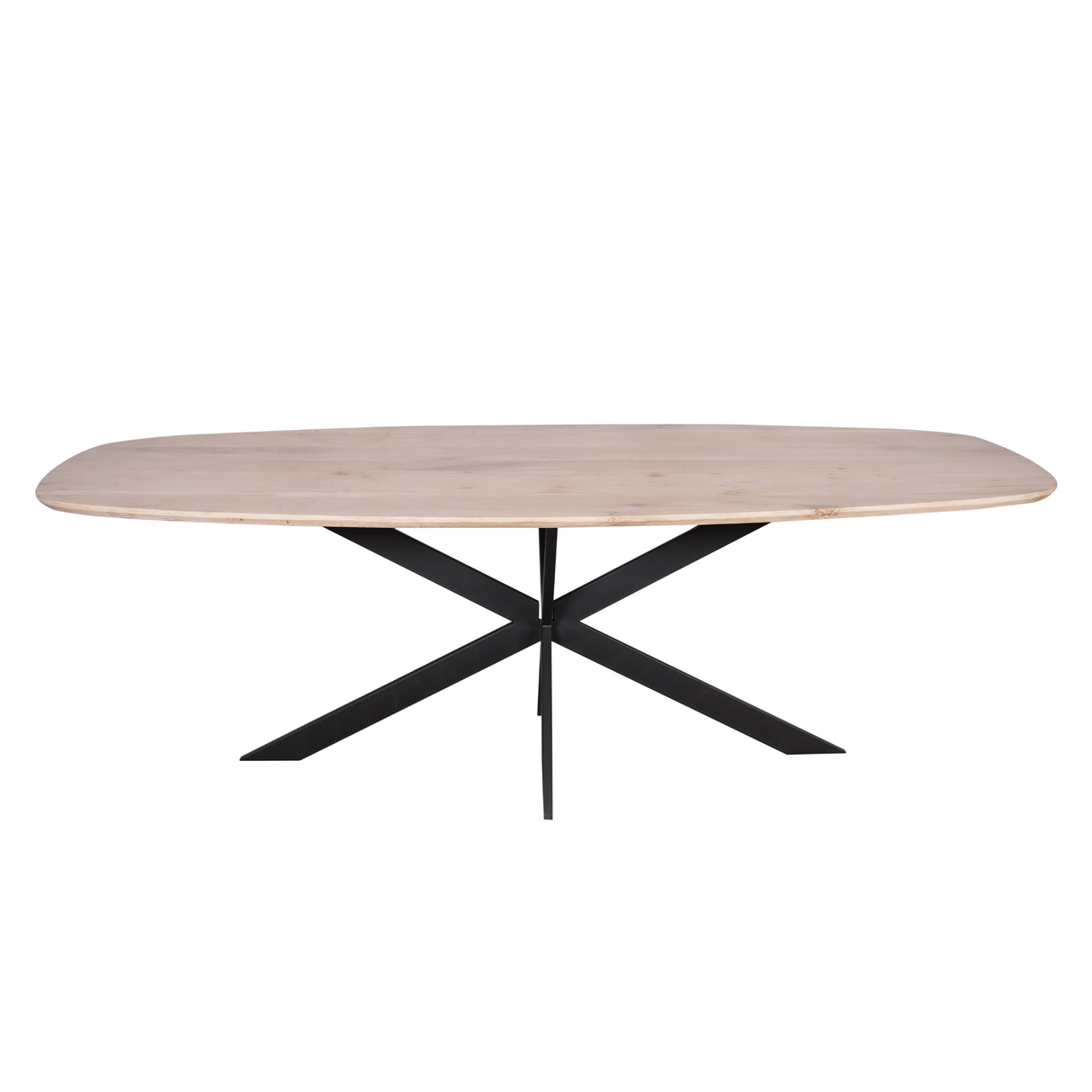 Eettafel Deens Ovaal - Naturel Eikenhout - Stalen Frame - 200 cm