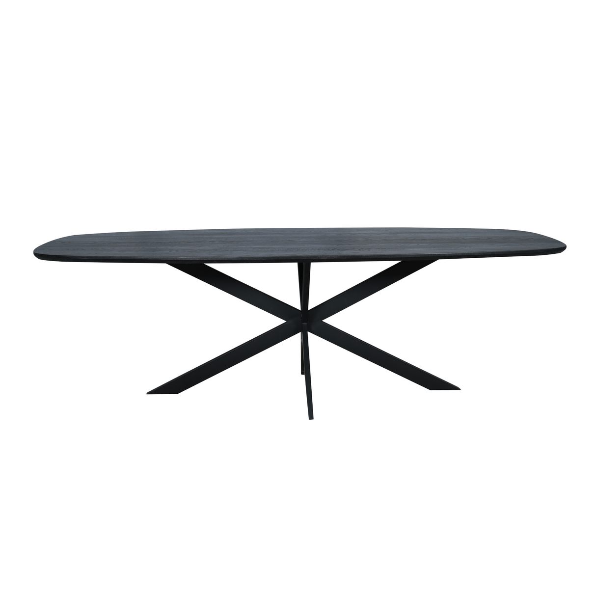 Eettafel Deens Ovaal - Zwart Eikenhout - Stalen Frame - 200 cm