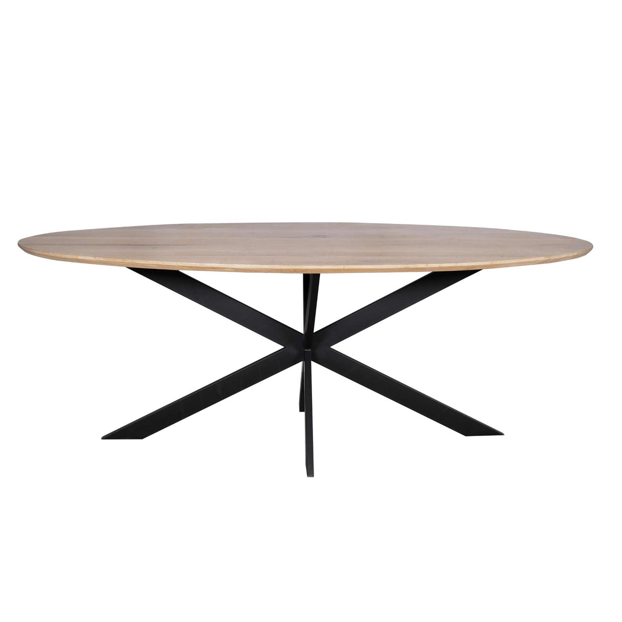Ovale Eettafel - Naturel Europees Eikenhout - 280 cm - Stalen Spider-poot