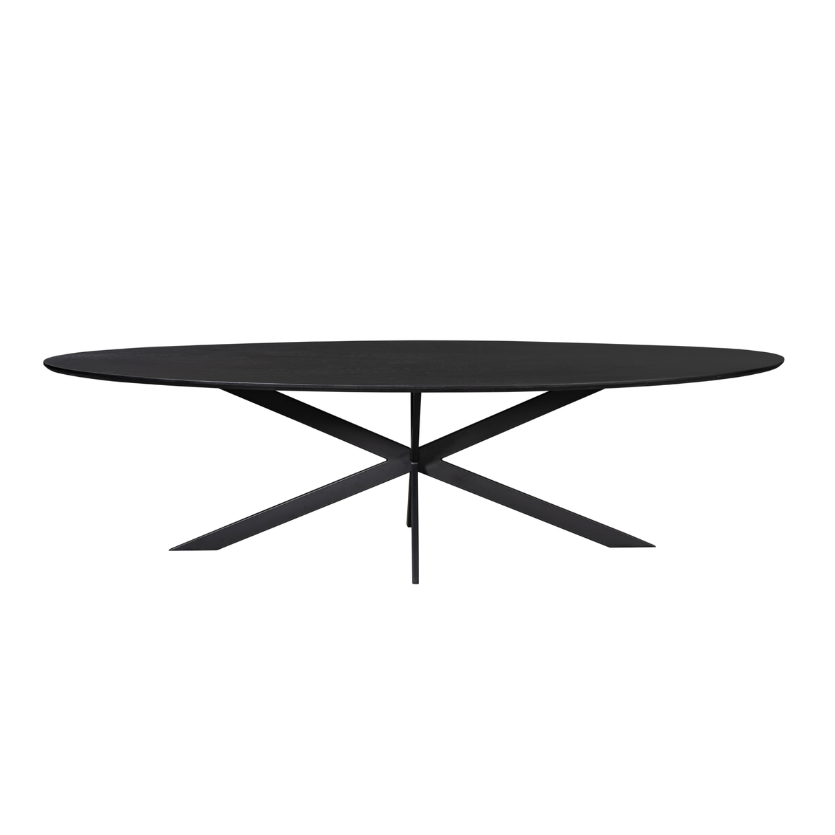 Ovale Eettafel - Zwart Europees Eikenhout - 280 cm - Stalen Spider-poot