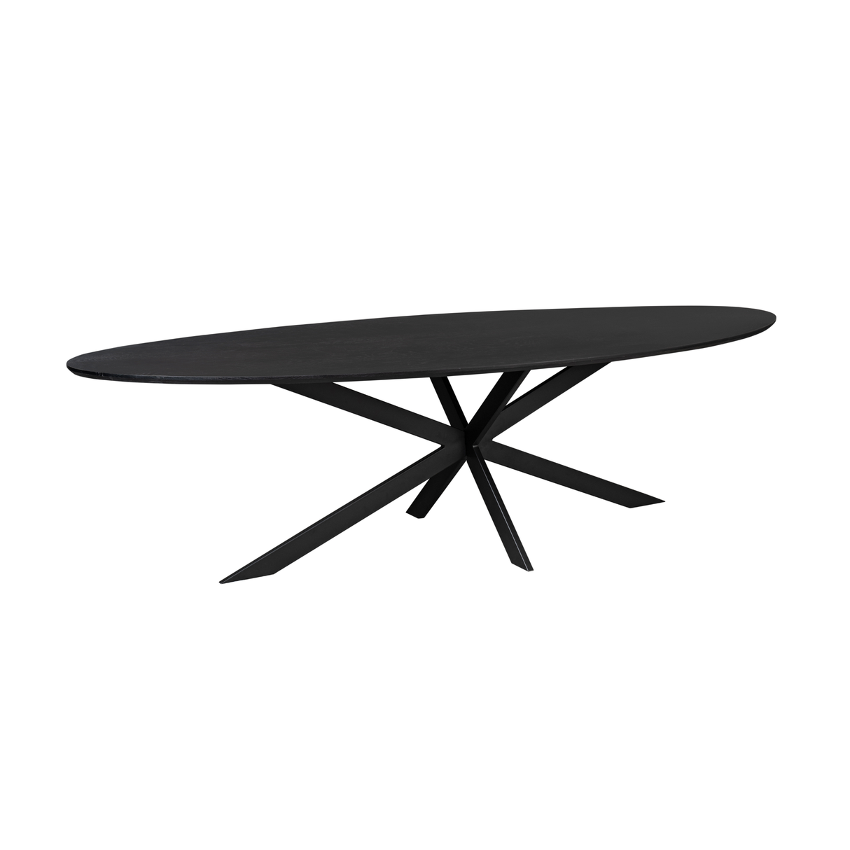 Ovale Eettafel - Zwart Europees Eikenhout - 280 cm - Stalen Spider-poot