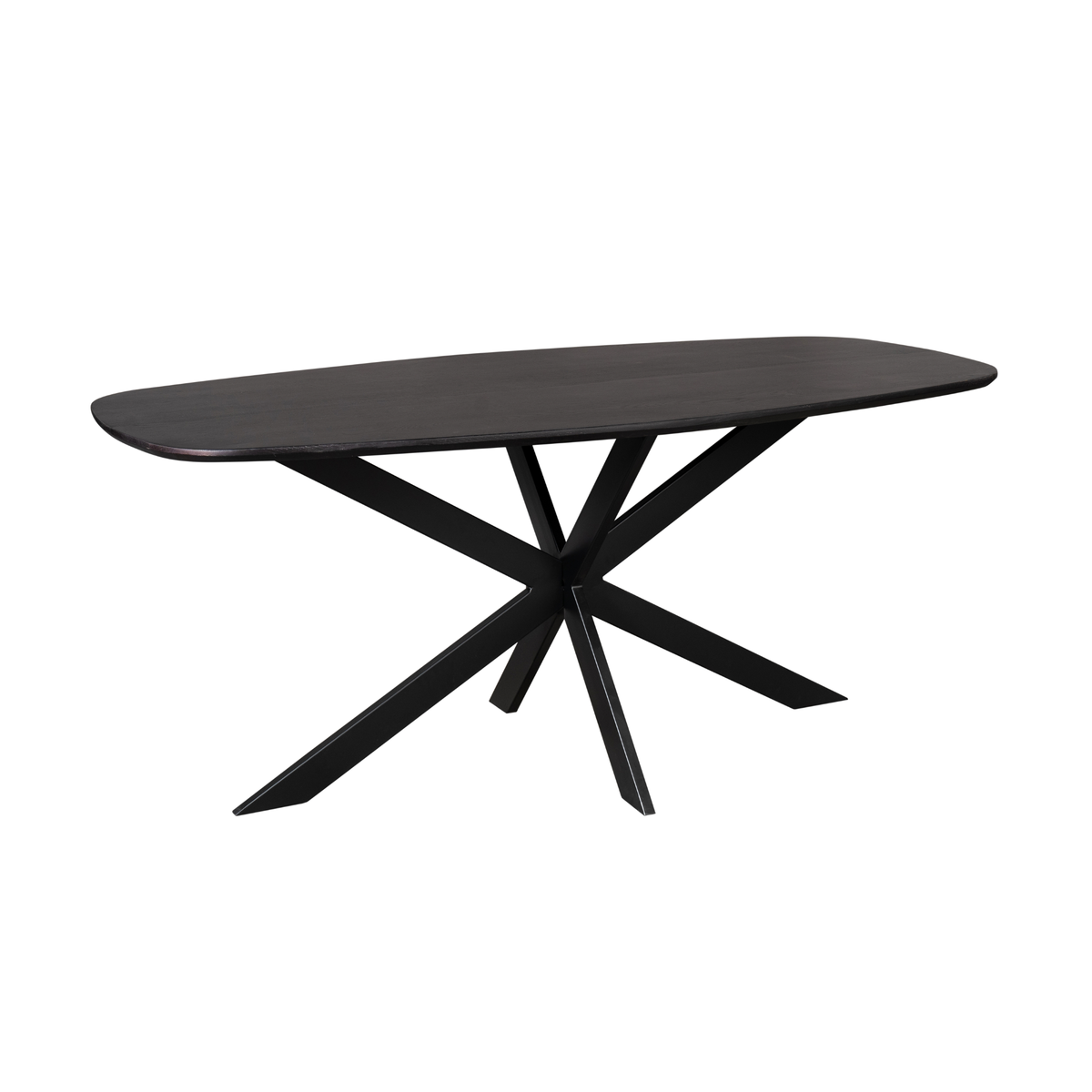 Ovale Eettafel Ferris - Zwart Europees Eikenhout - 180 cm - Stalen Spider-poot