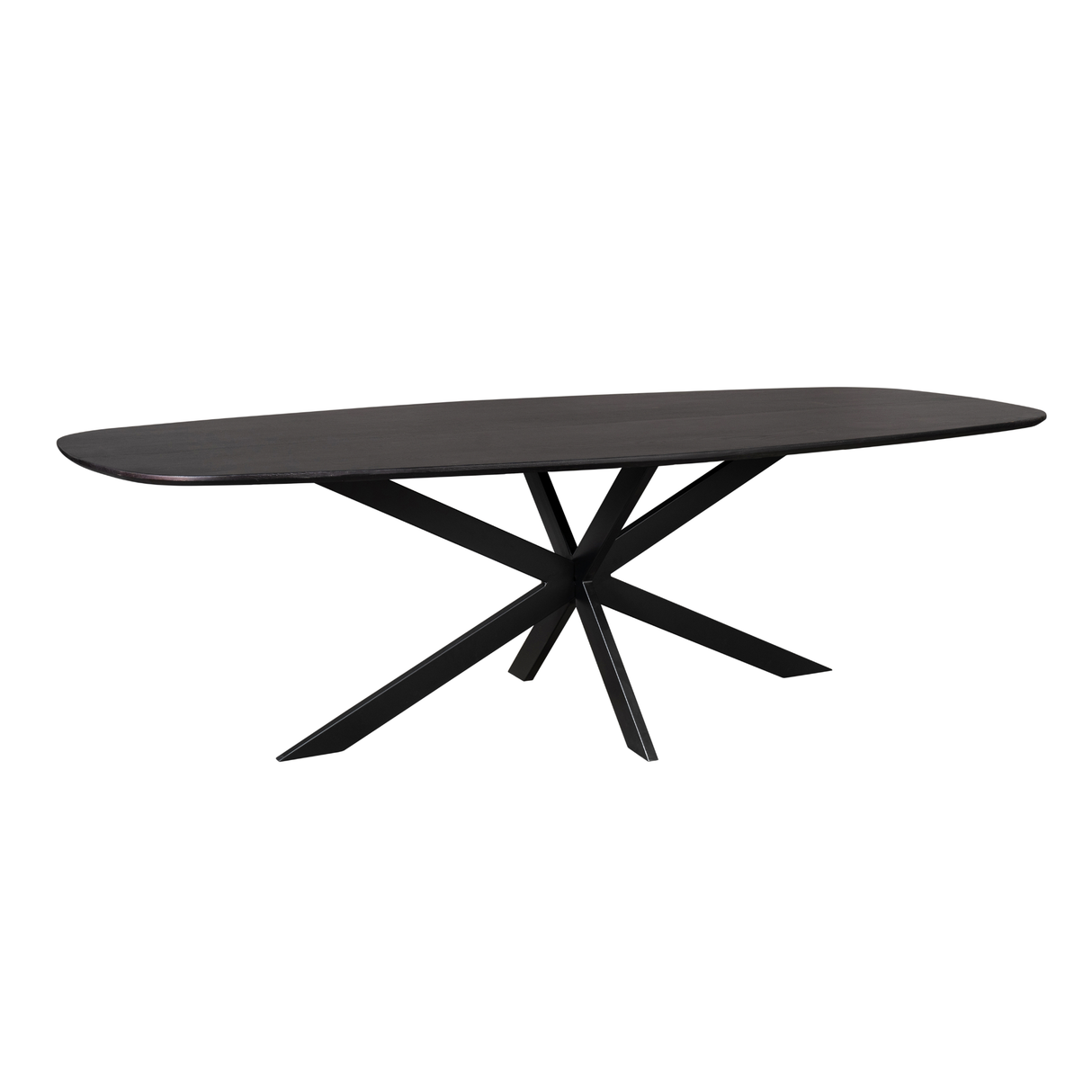 Deens Ovale Eettafel - Zwart Europees Eikenhout - 280 cm - Stalen X-Poot