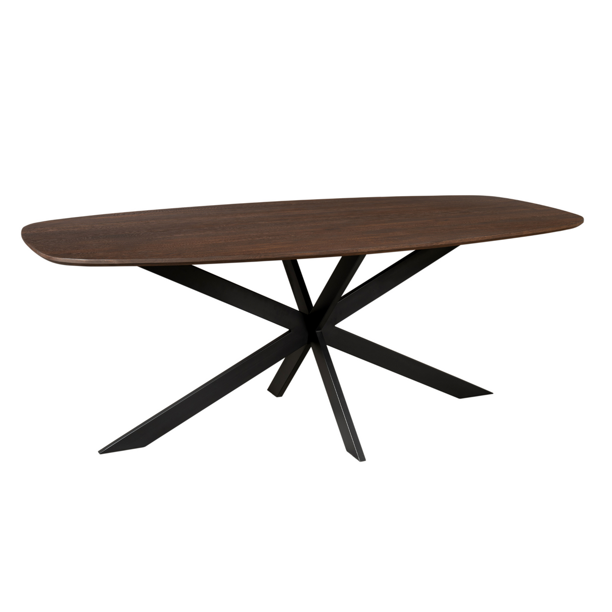 Deens Ovale Eettafel - 280 cm - Bruin Europees Eikenhout - Zwart Stalen Designpoot